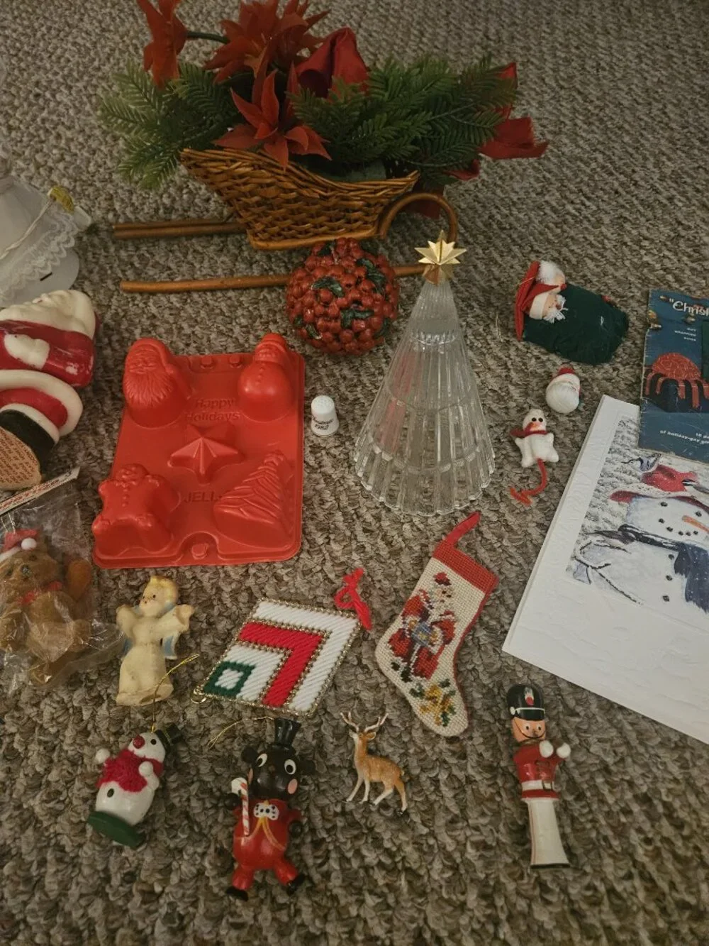 Vintage Christmas Decor Lot Ornaments Tree Topper Etc